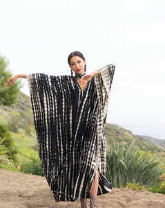 Moroccan Kimono Dress- blk and white