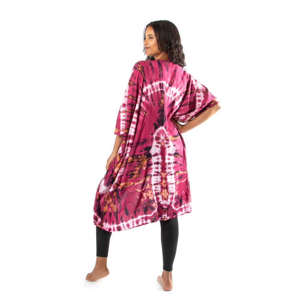 Raspberry Tye Dye Kimono Robe