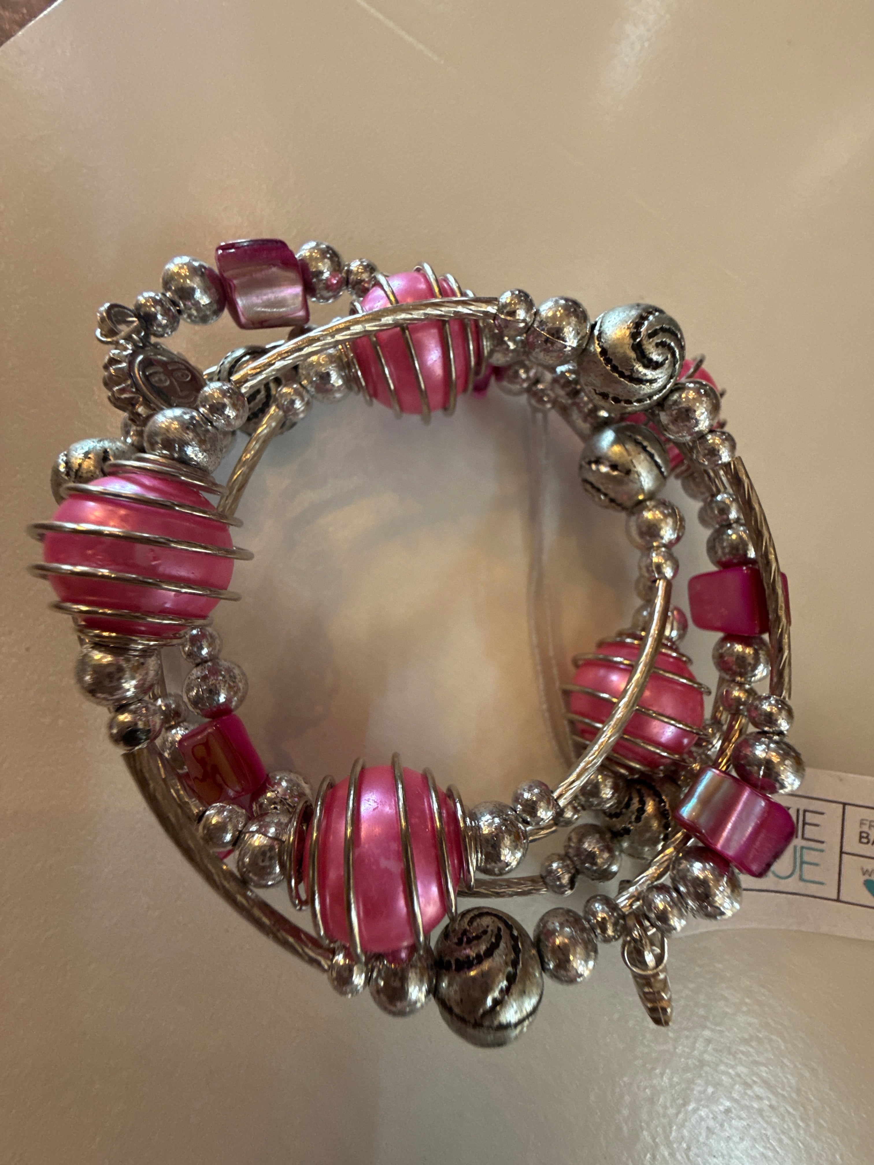 Bali Bead Wrap Bracelet - HOT PINK