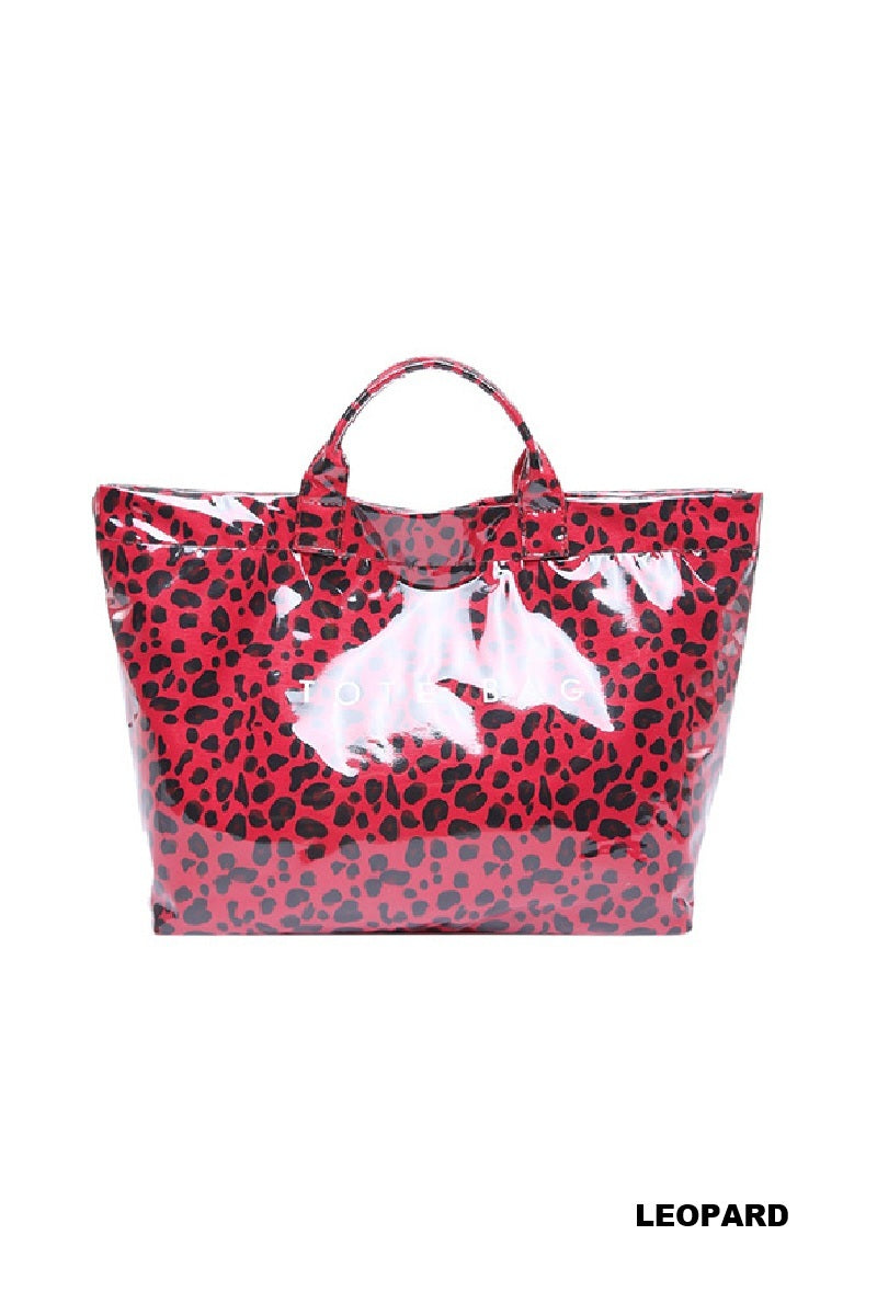 Red Leopard PVC Tote Bag