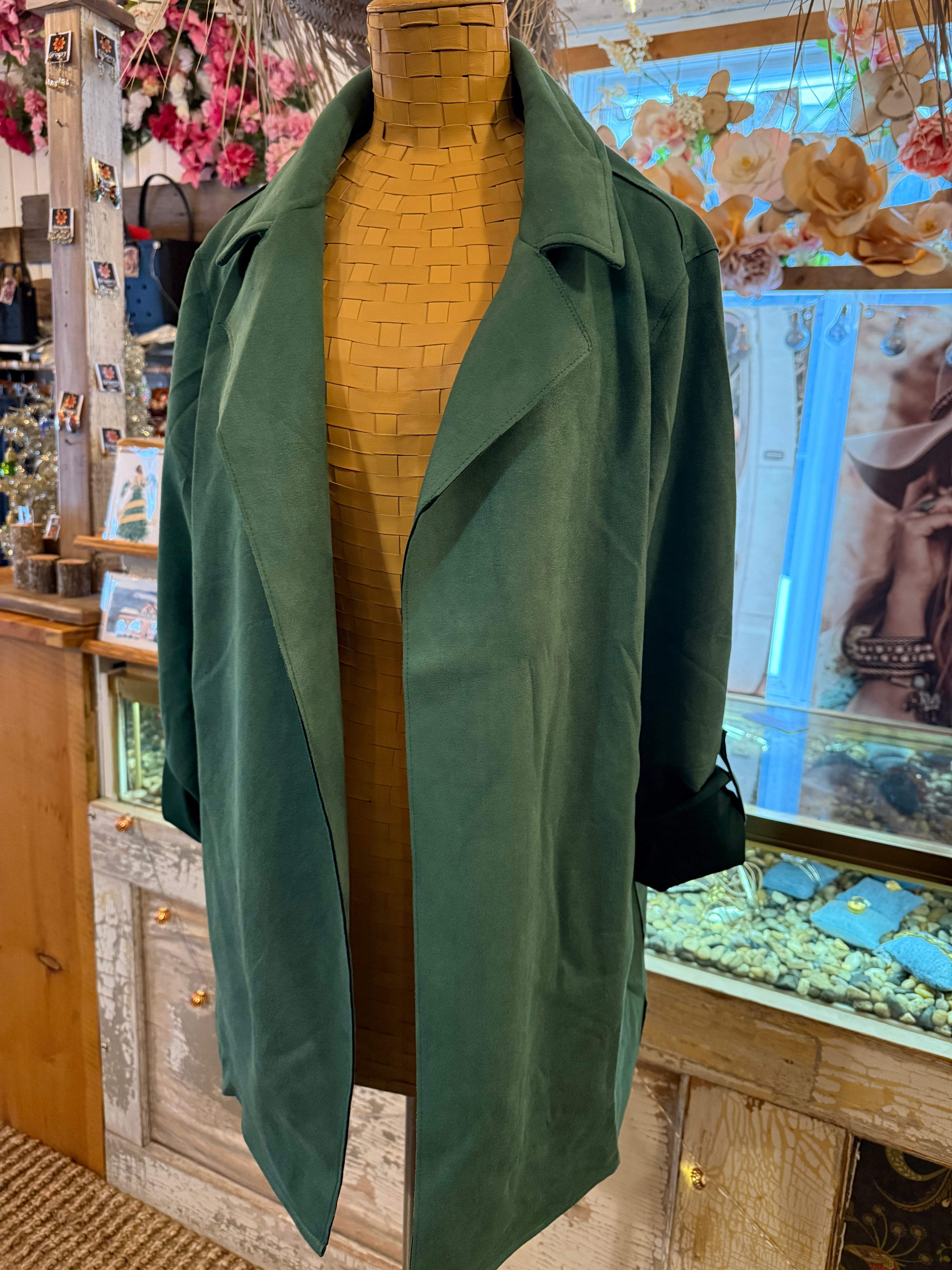 Faux Suede Lapel Jacket