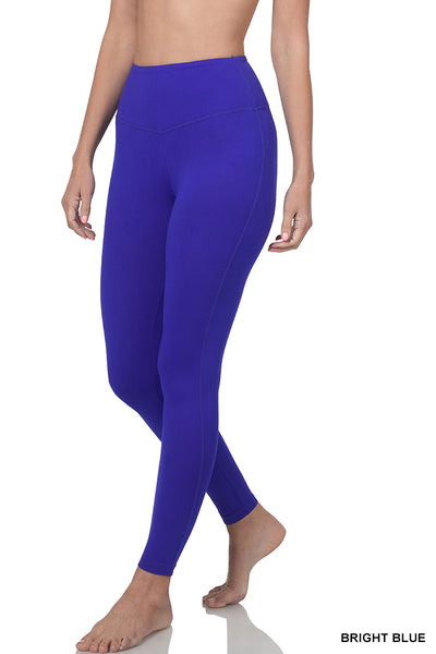 Wide Band Microfibre Legging- bright blue