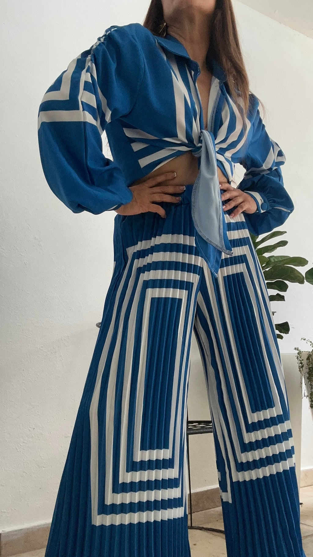 Bright Indigo Block 2pcs tie up set