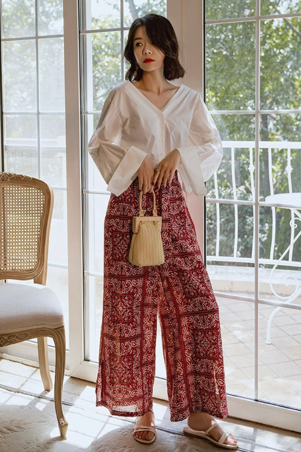 Summer Plaid Wide Leg Pant