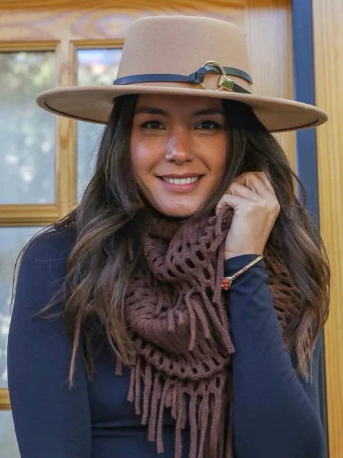 Brown Tassel infinity Scarf
