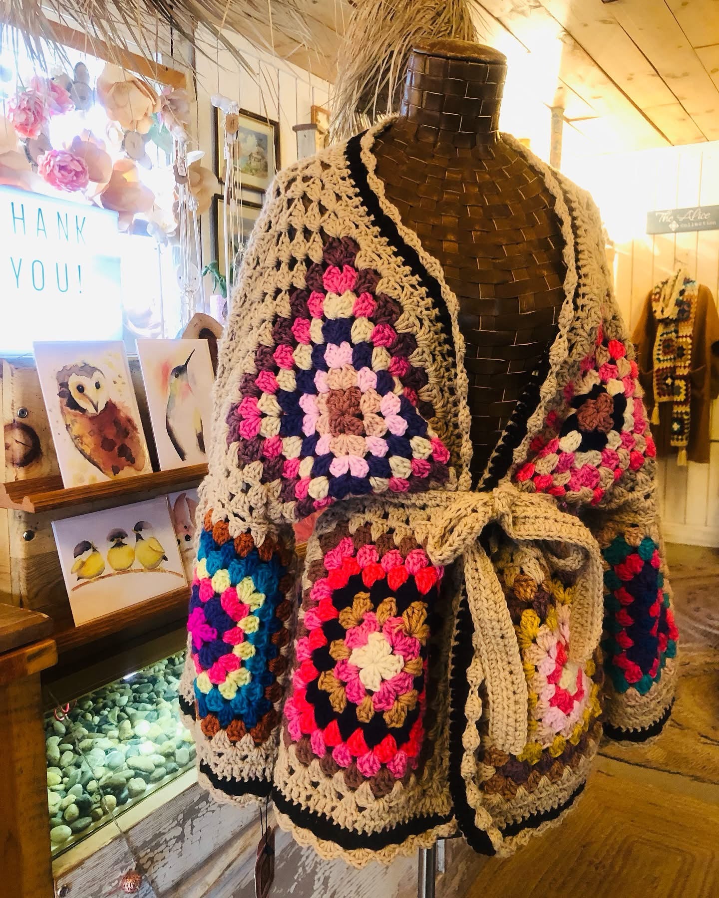 Aspen Crochet Granny Square Cardigan with Tie up