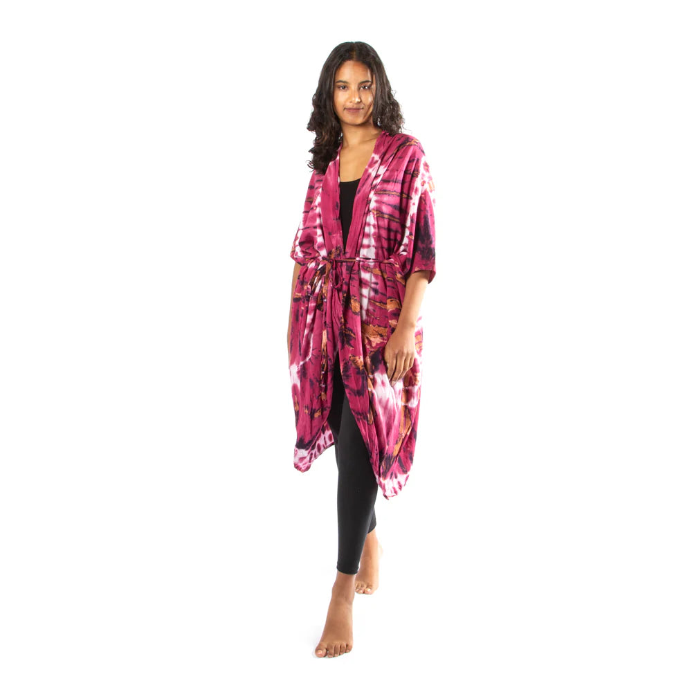 Raspberry Tye Dye Kimono Robe