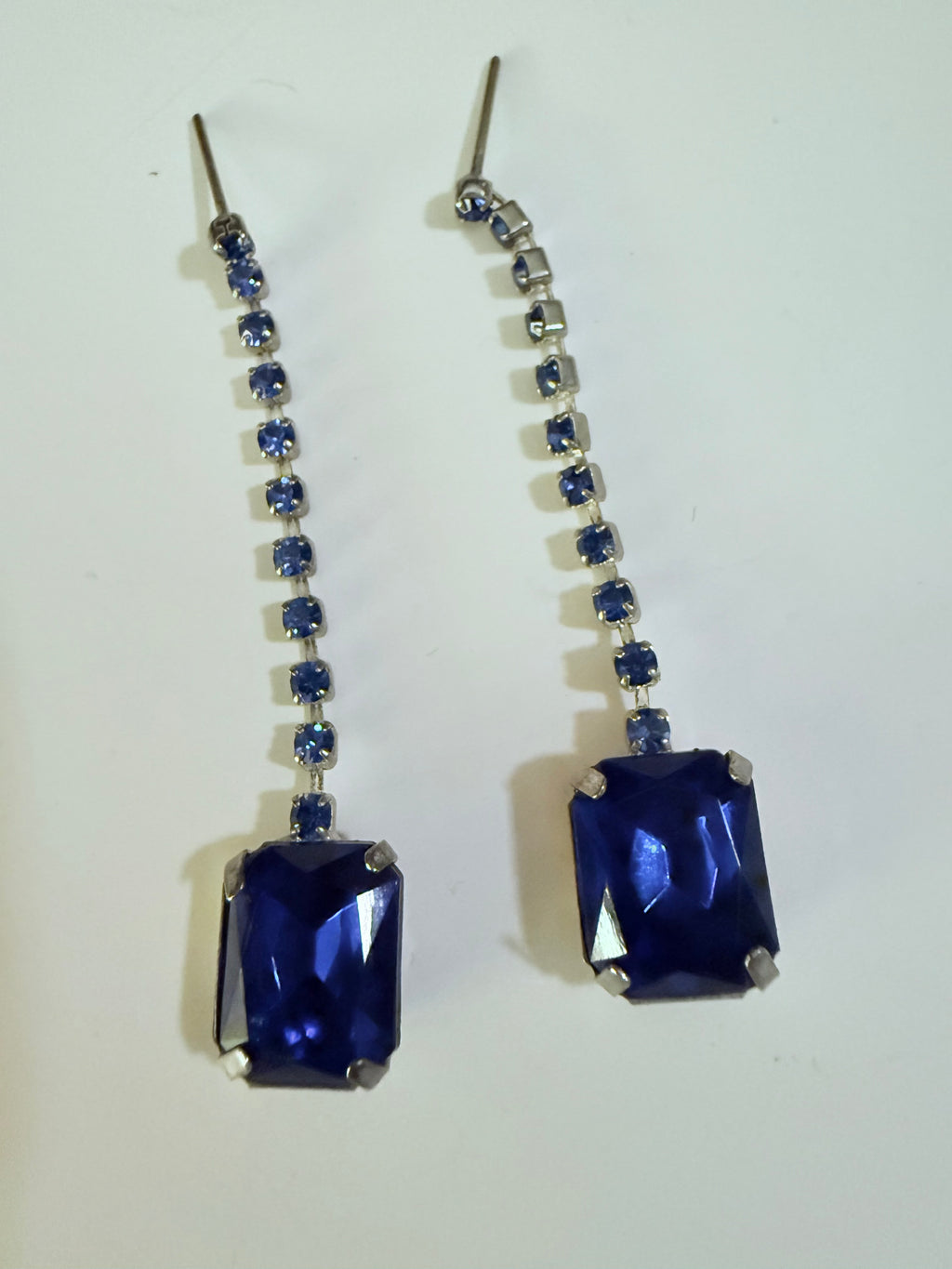 Vintage Blue Drop Crystal Earrings