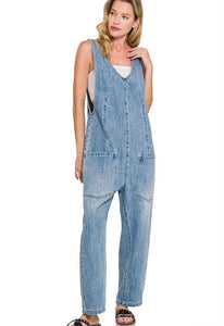 Denim Big Pocket Baggy Overalls