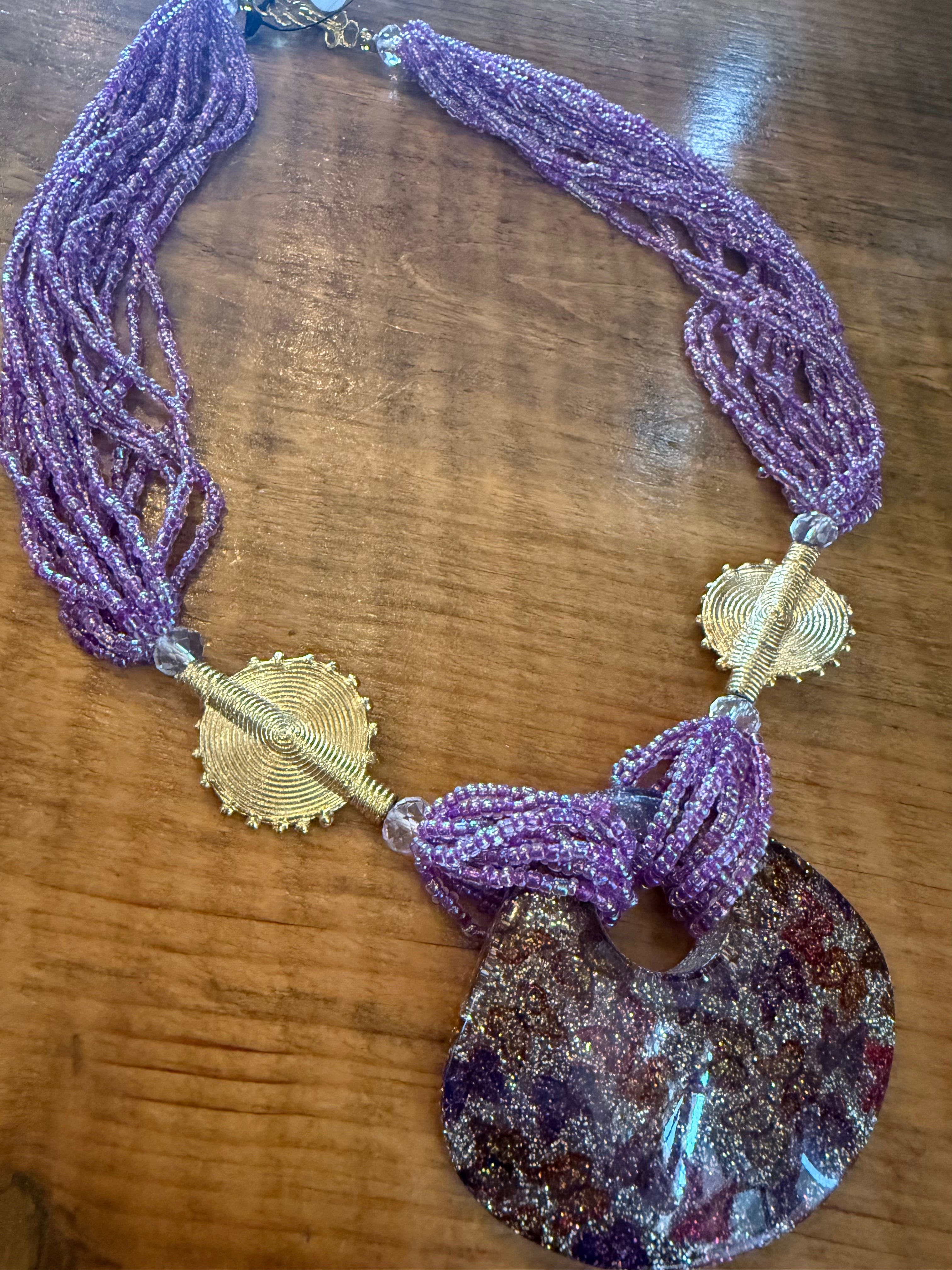 Vintage Butterfly Bead Necklace