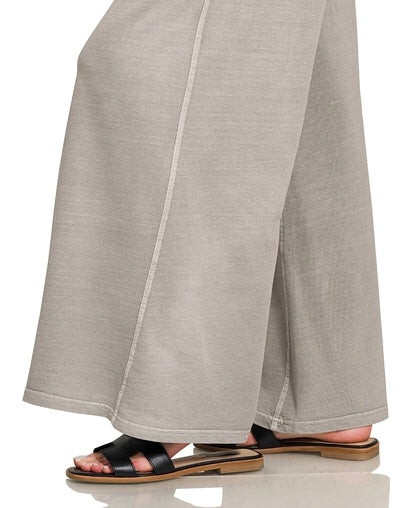 French Terry Mineral Wash Wide Legs- charcoal