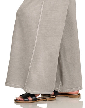 French Terry Mineral Wash Wide Legs- charcoal
