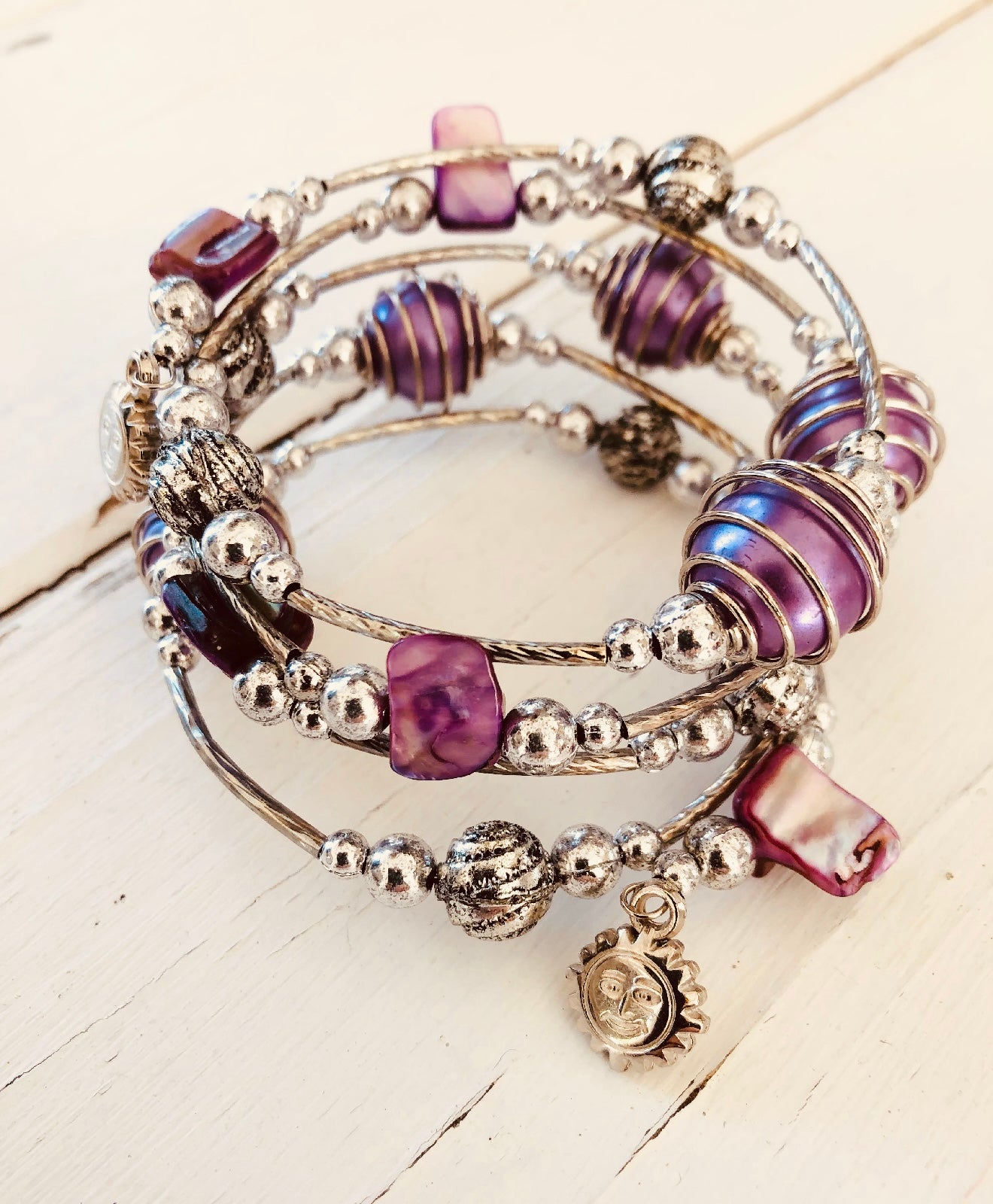 Bali Bead Wrap Bracelet - HOT PINK