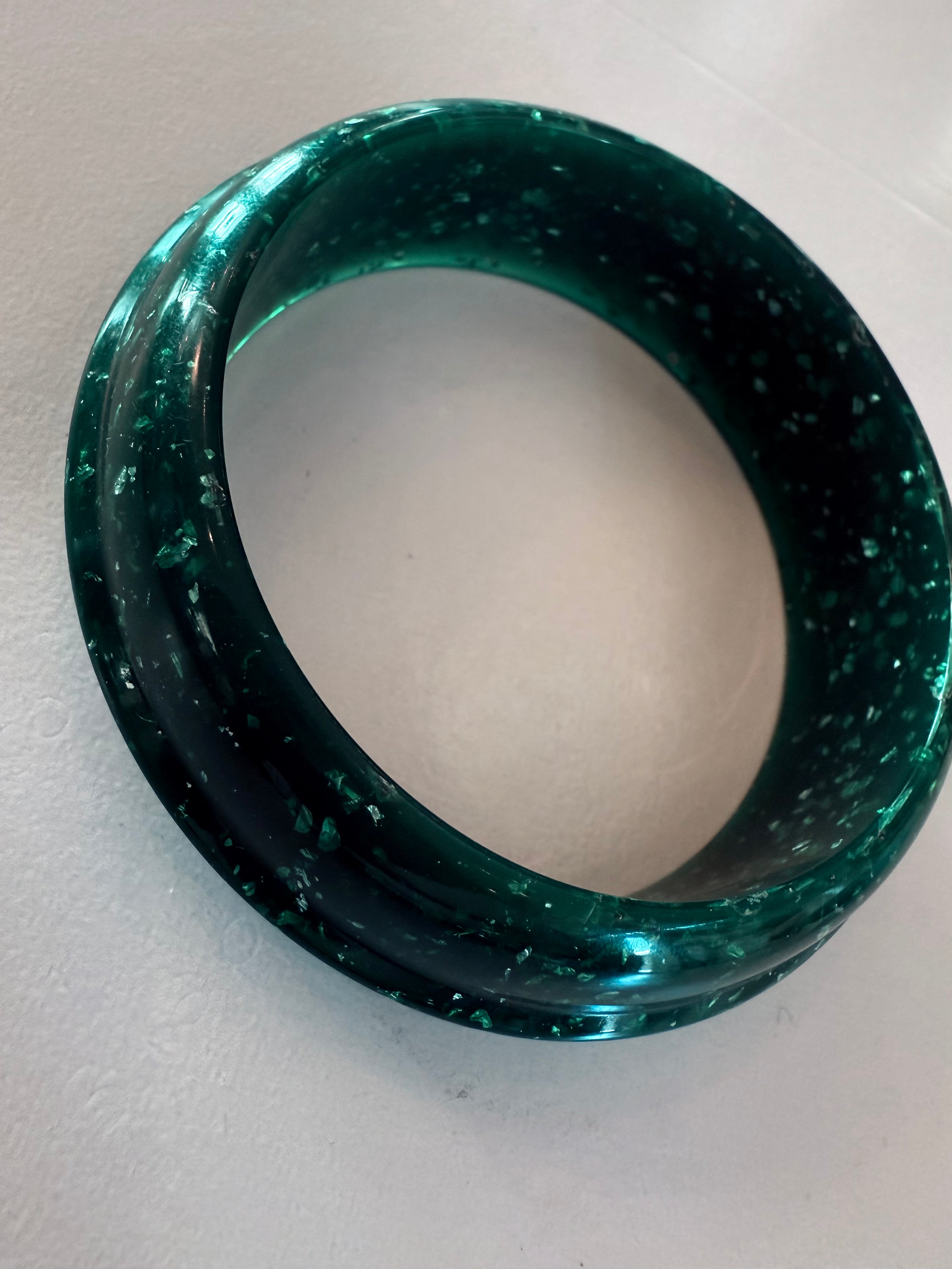Lucite Green Sparkle Cuff