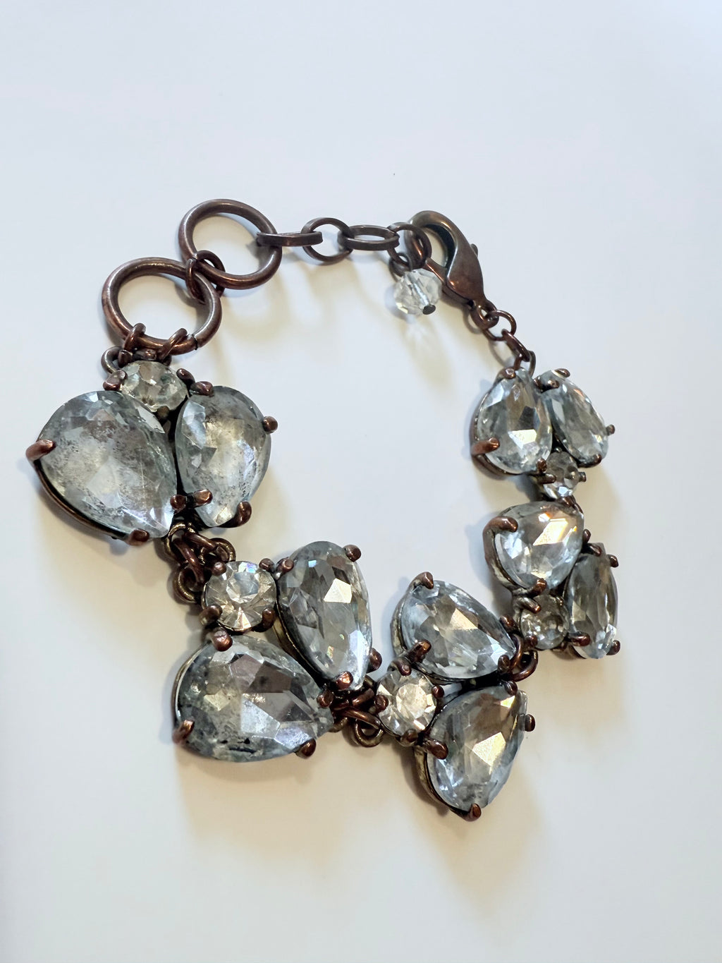 Vintage Crystal and Bronze Bracelet