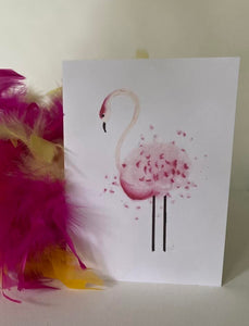 Releve Pink Flamingo Watercolour Card by Jed Designs