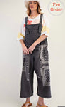 EASEL Handkerchief Overalls- BLACK WASH