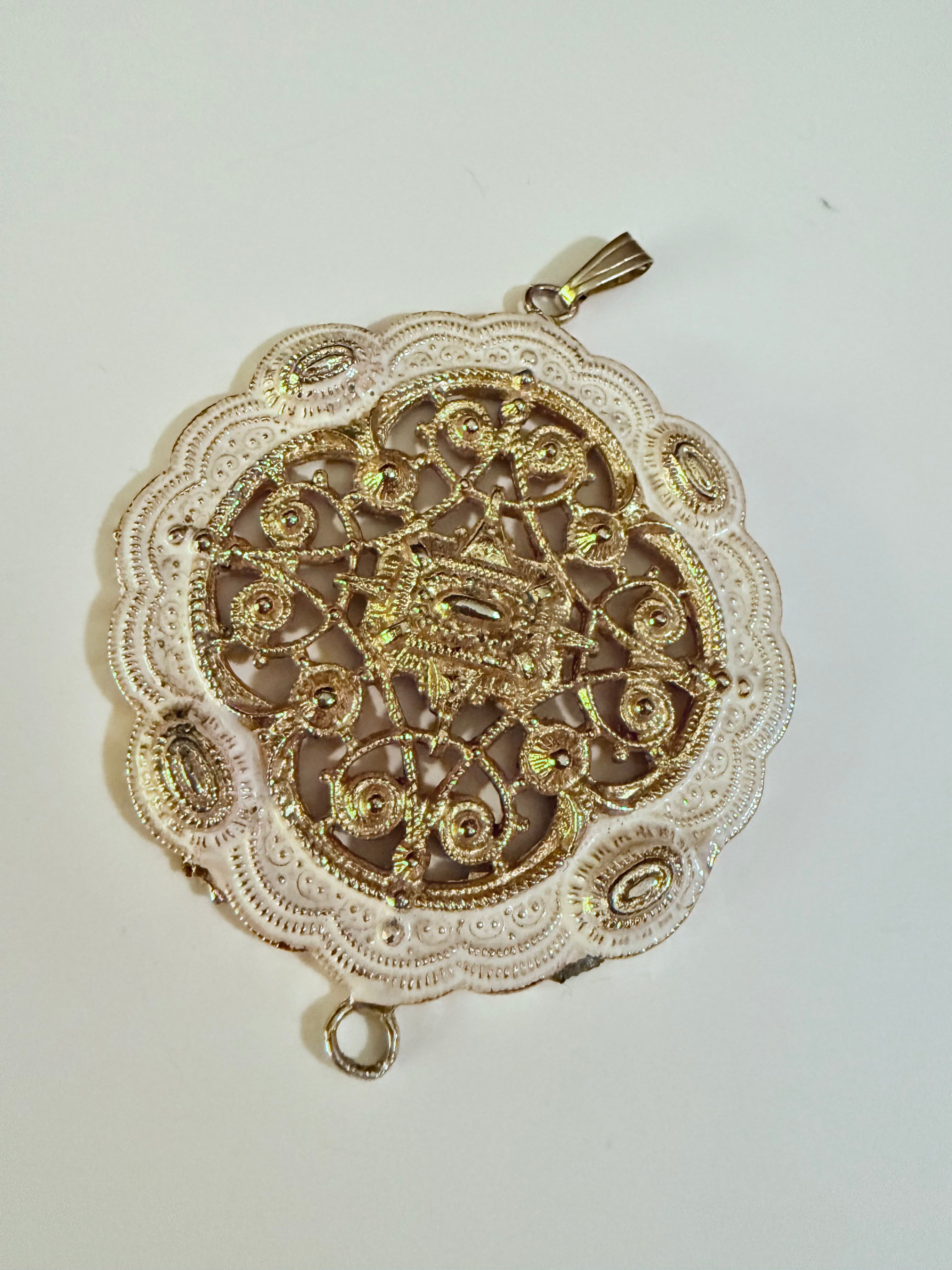 Large Filigree Necklace Pendant - Vintage