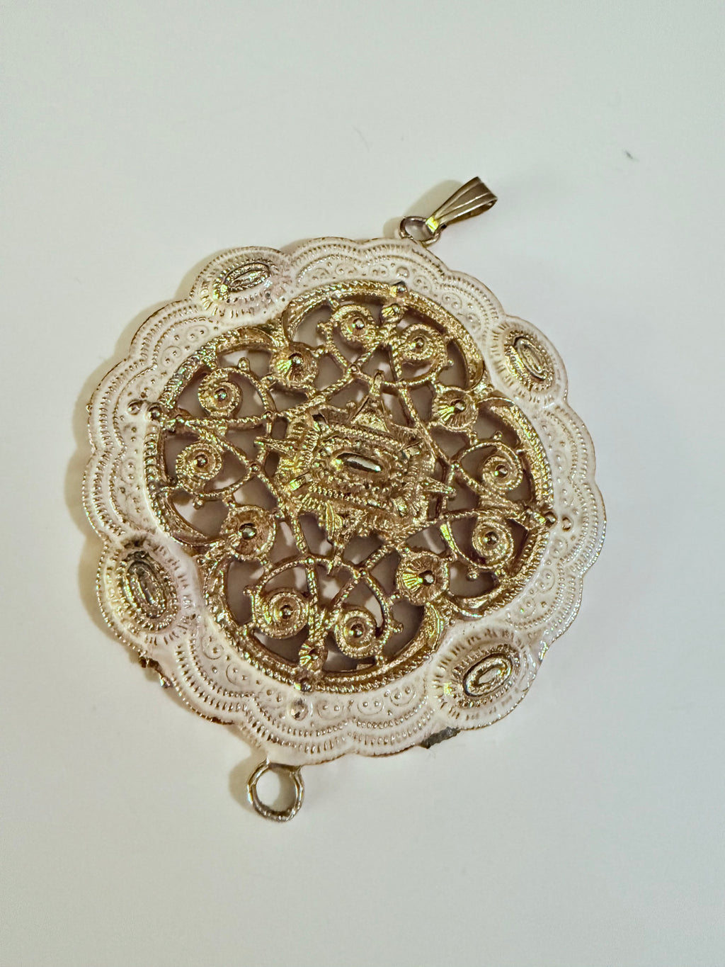 Large Filigree Necklace Pendant - Vintage