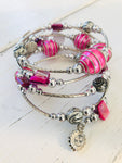 Bali Bead Wrap Bracelet- pink