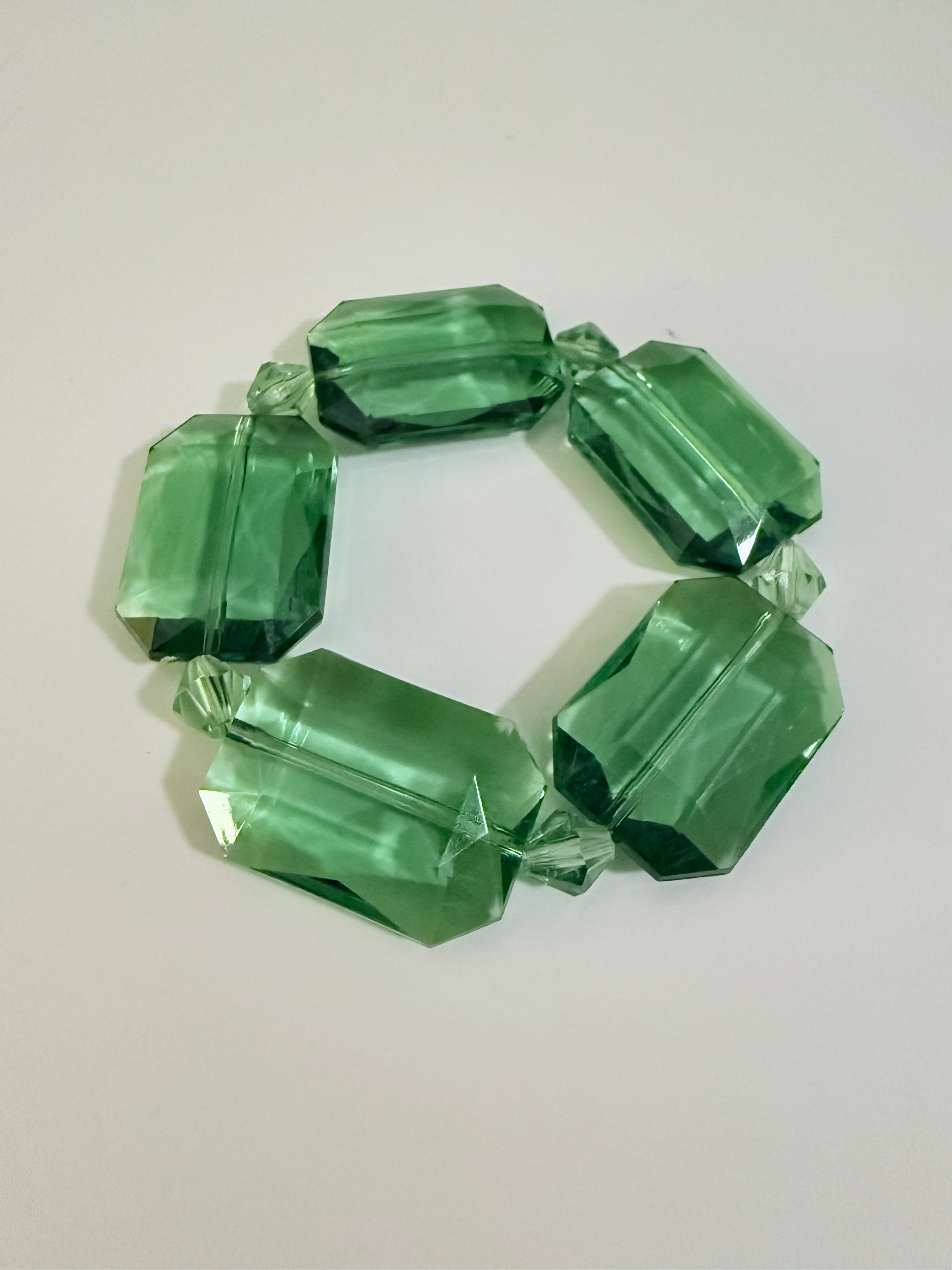 Vintage Green Crystal Stretchy Bracelet