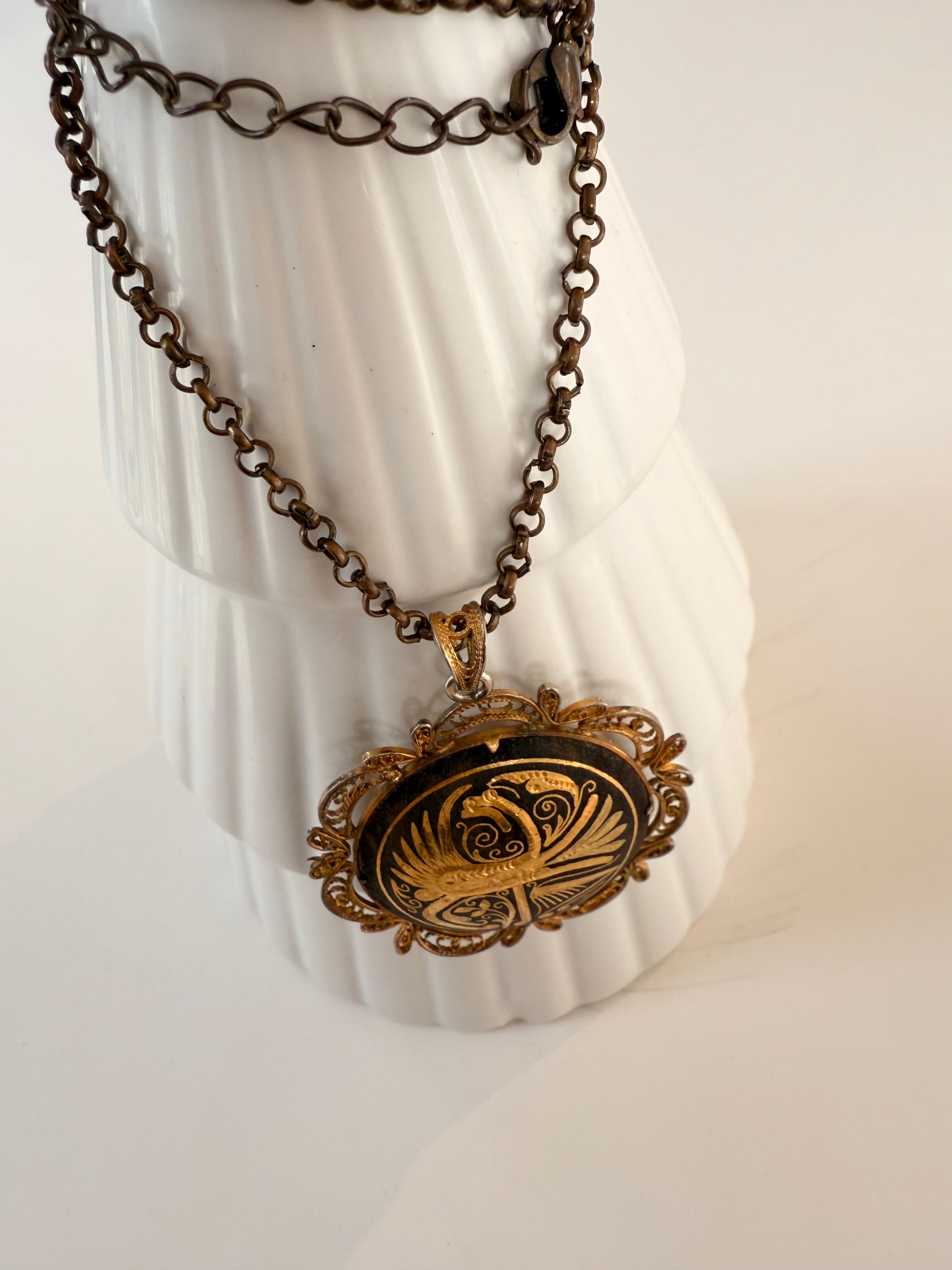 Vintage Peacock Pendant Necklace