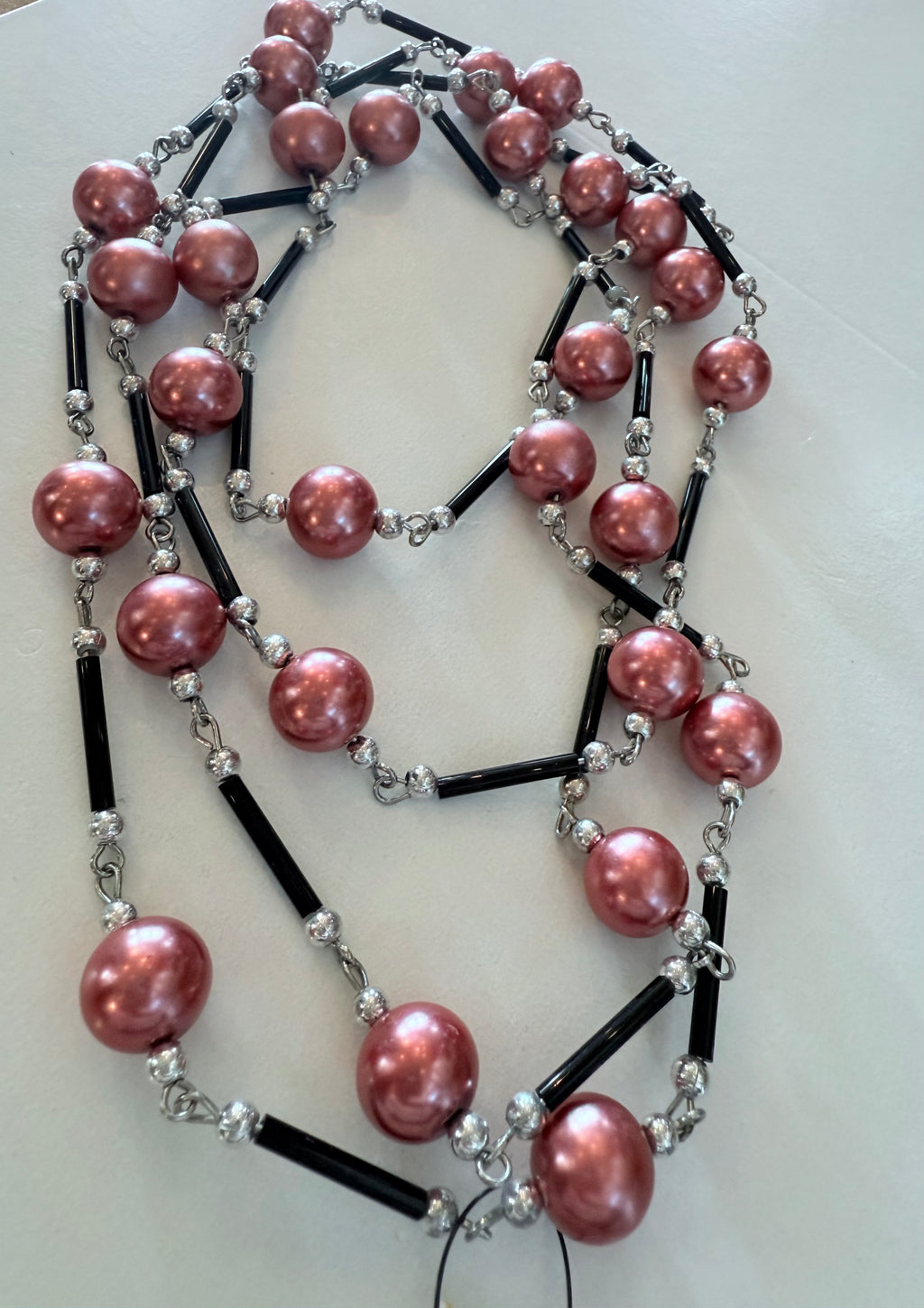 Pink Bead extra long necklace