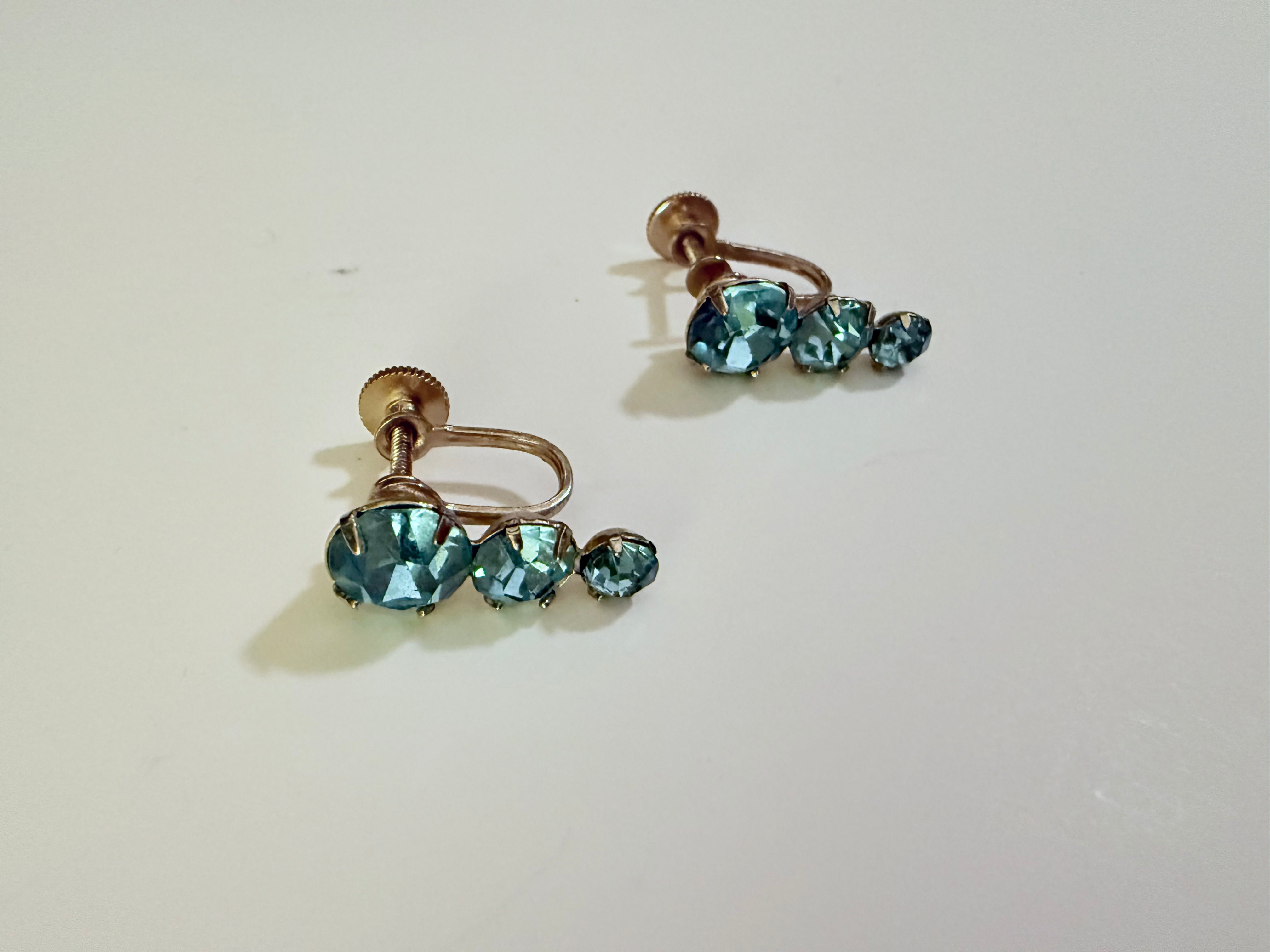 Vintage Aquamarine Clip Ons