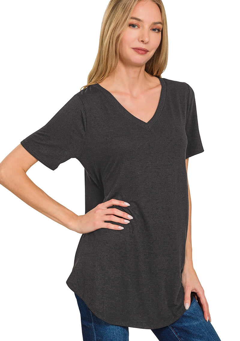 Tulip Hem Black Wash Tee by zbrand