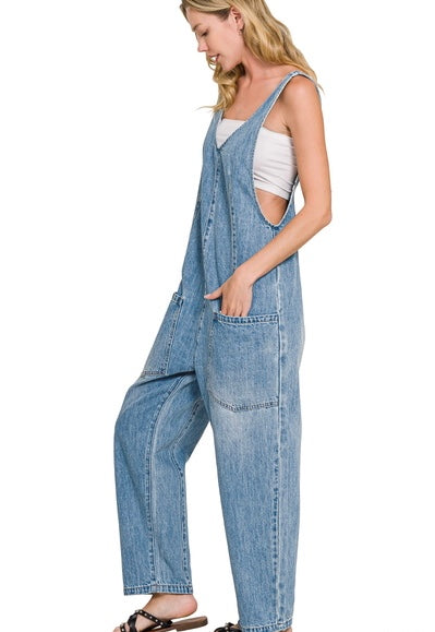 Denim Big Pocket Baggy Overalls