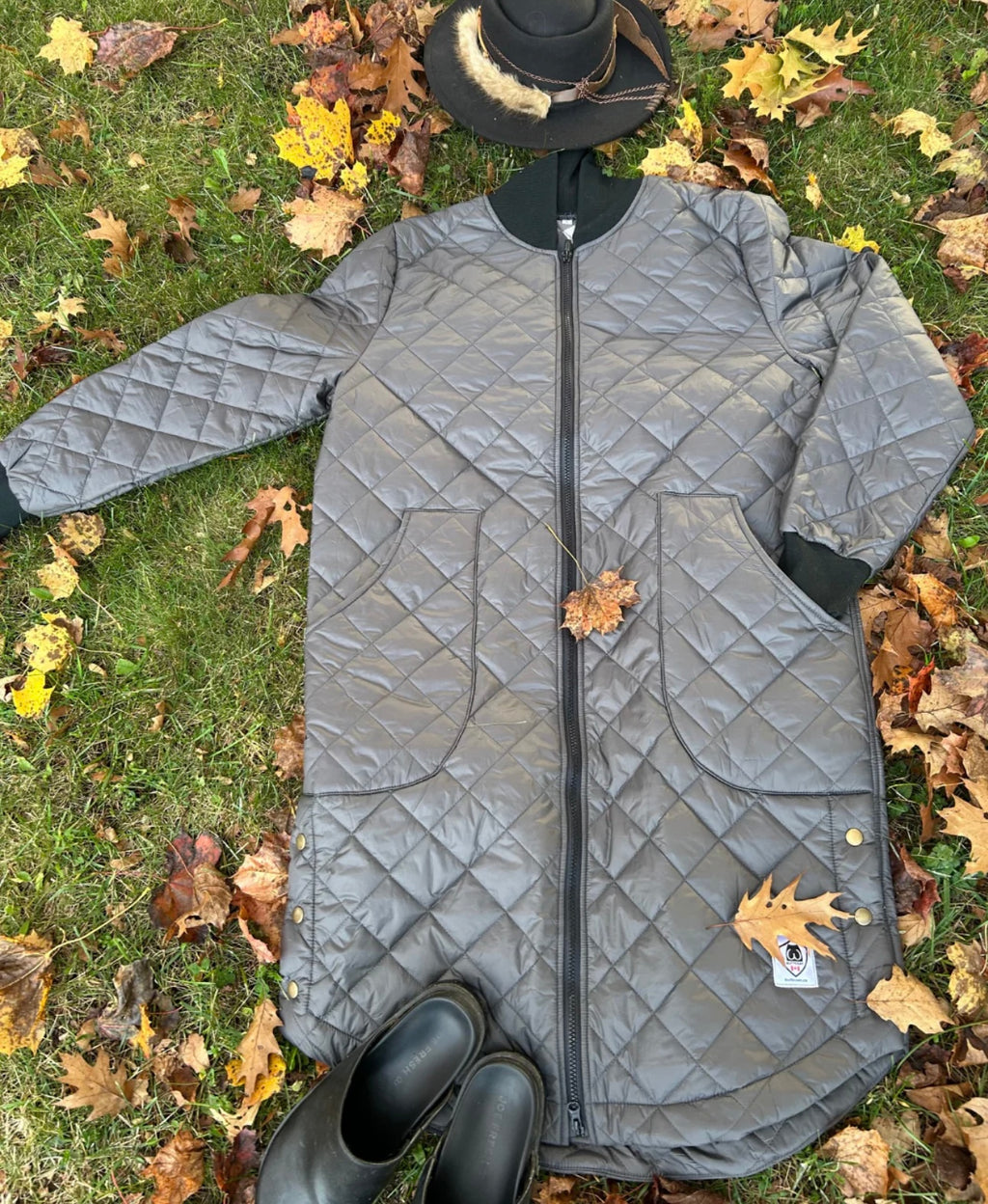 Buttcoat Car Coat - slate grey
