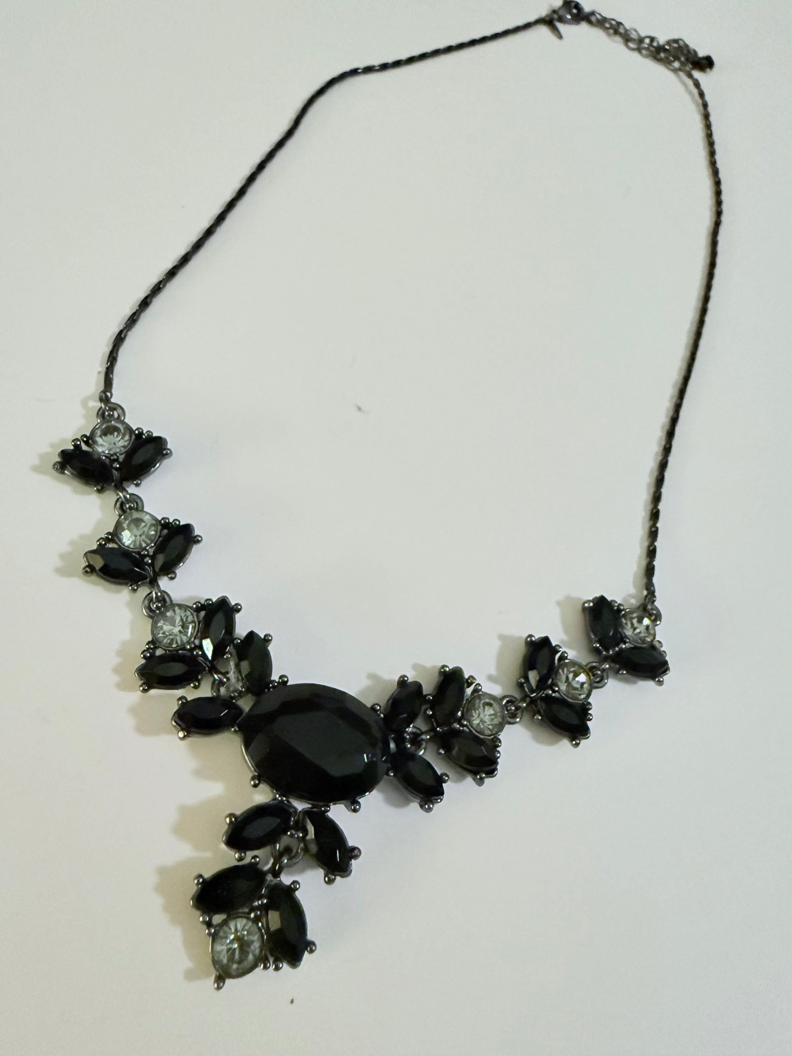 Vintage Black Crystal Statement Necklace