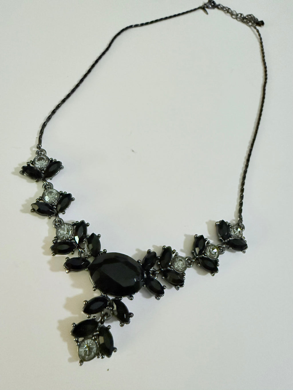 Vintage Black Crystal Statement Necklace