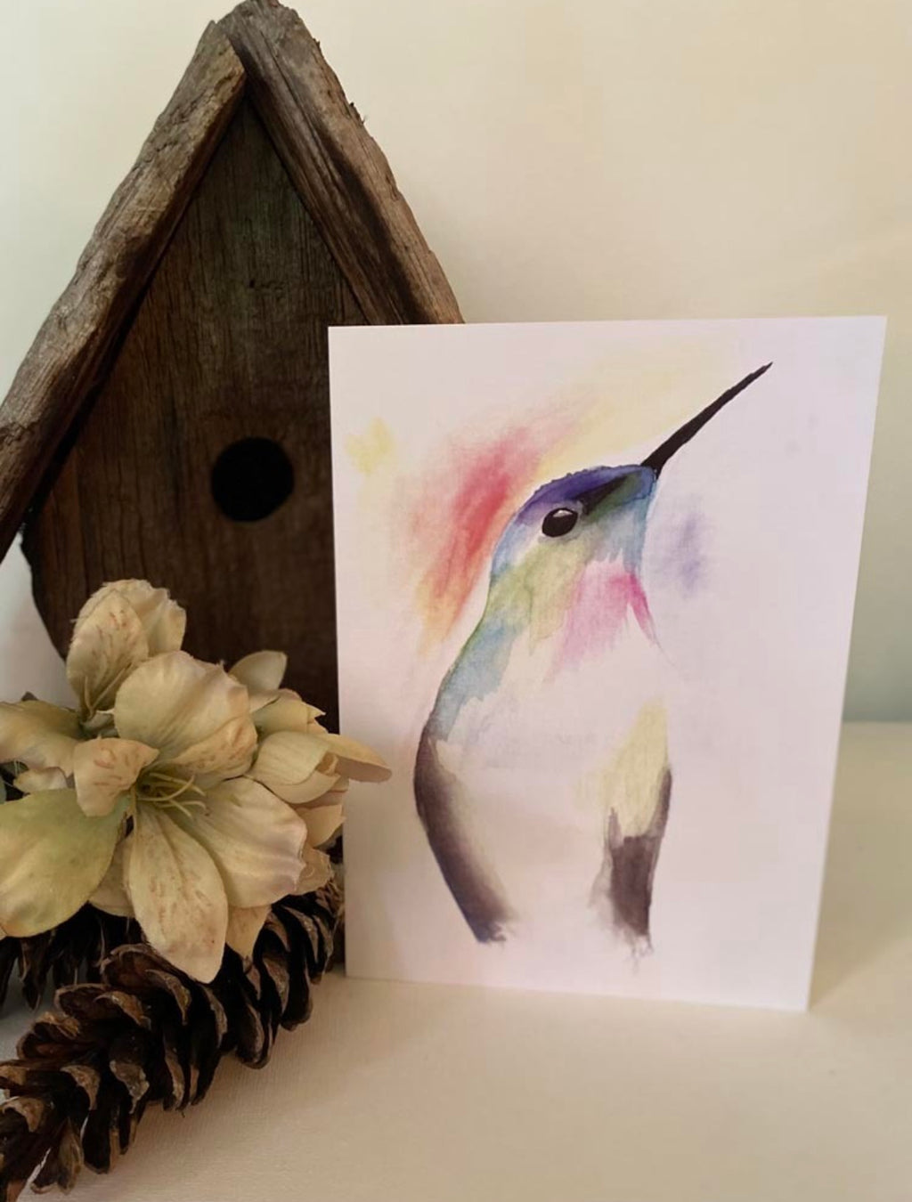 Posing Humming bird Watercolour Card by Jed Designs