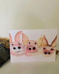 Three Little Piggies Watercolour Card by Jed Designs