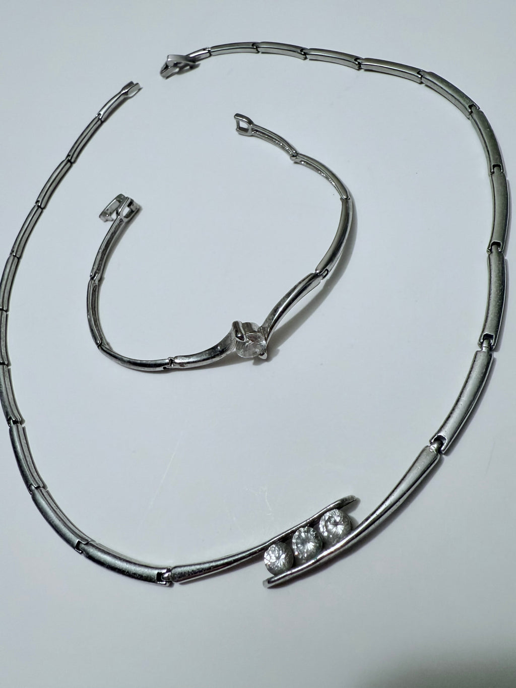 Vintage Piece Chain Crystal Necklace & Bracelet