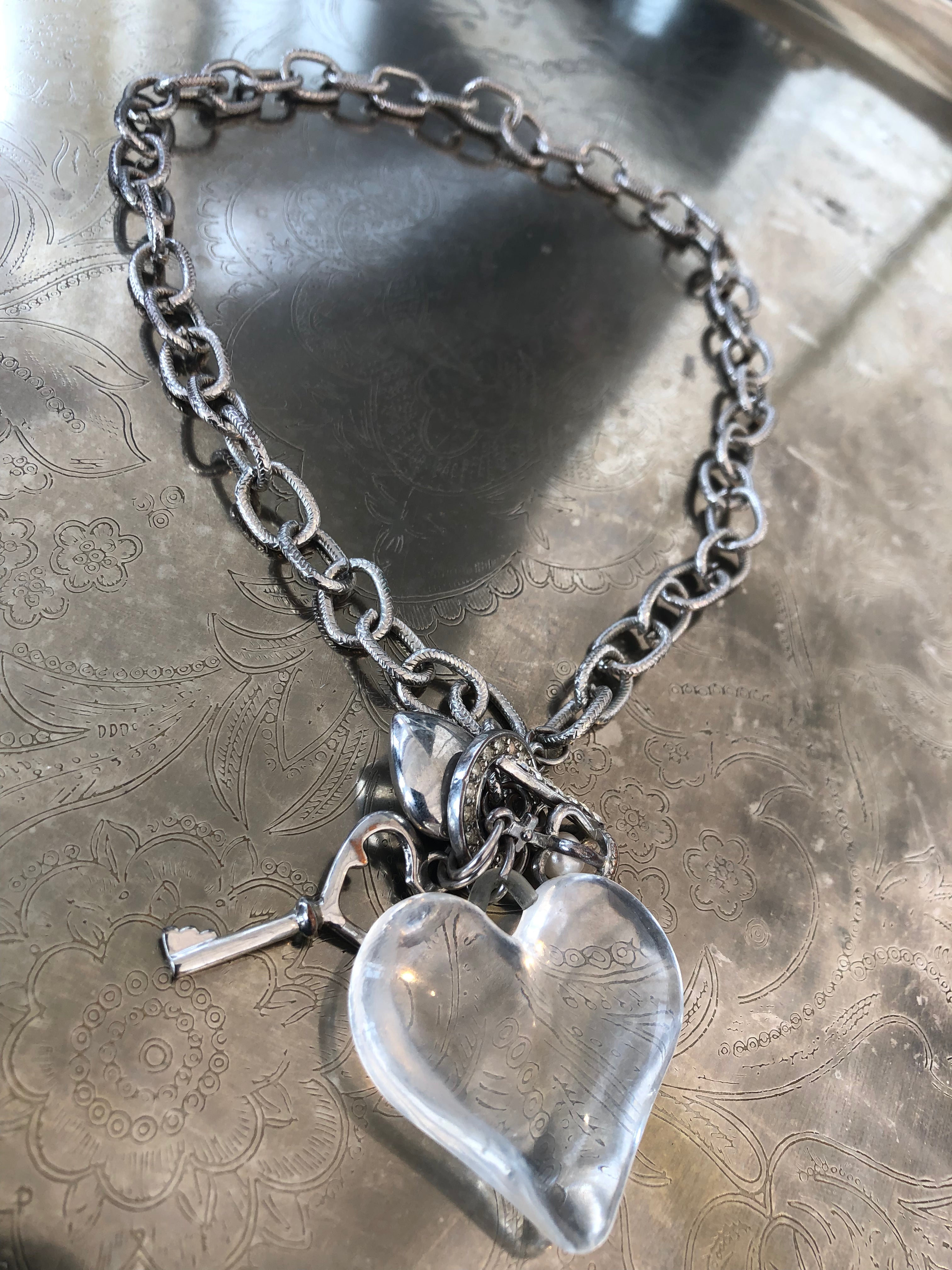 Vintage Heart & Crown Necklace /Bracelet