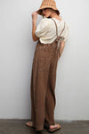 EASEL Washed Cotton Jumpsuit- coco brown