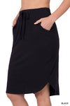 Olivia Tie up Front MIDI skirt- black