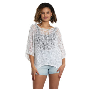 White  Popcorn Knit Sweater