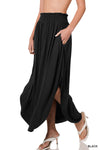 Smocked Maxi Skirt Zbrand - black
