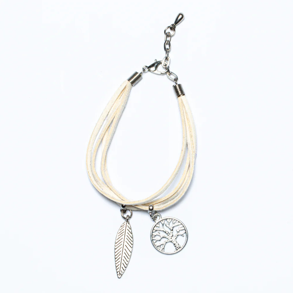 Suede Tree of Life Charm Bracelet