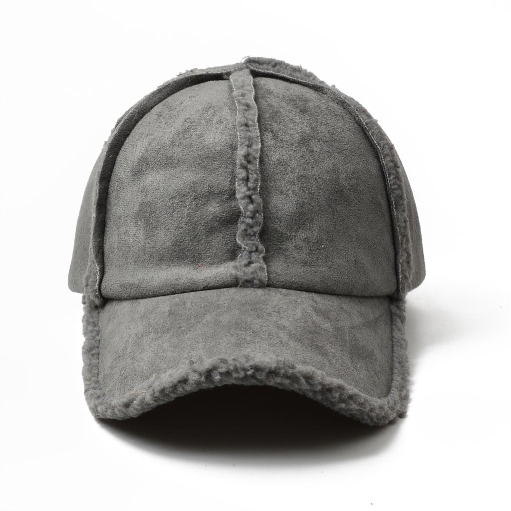 Sherpa Suede Ball Cap - grey