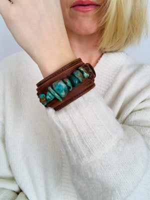 Dusty Leather Stone Cuff by The Jewelry Junkie