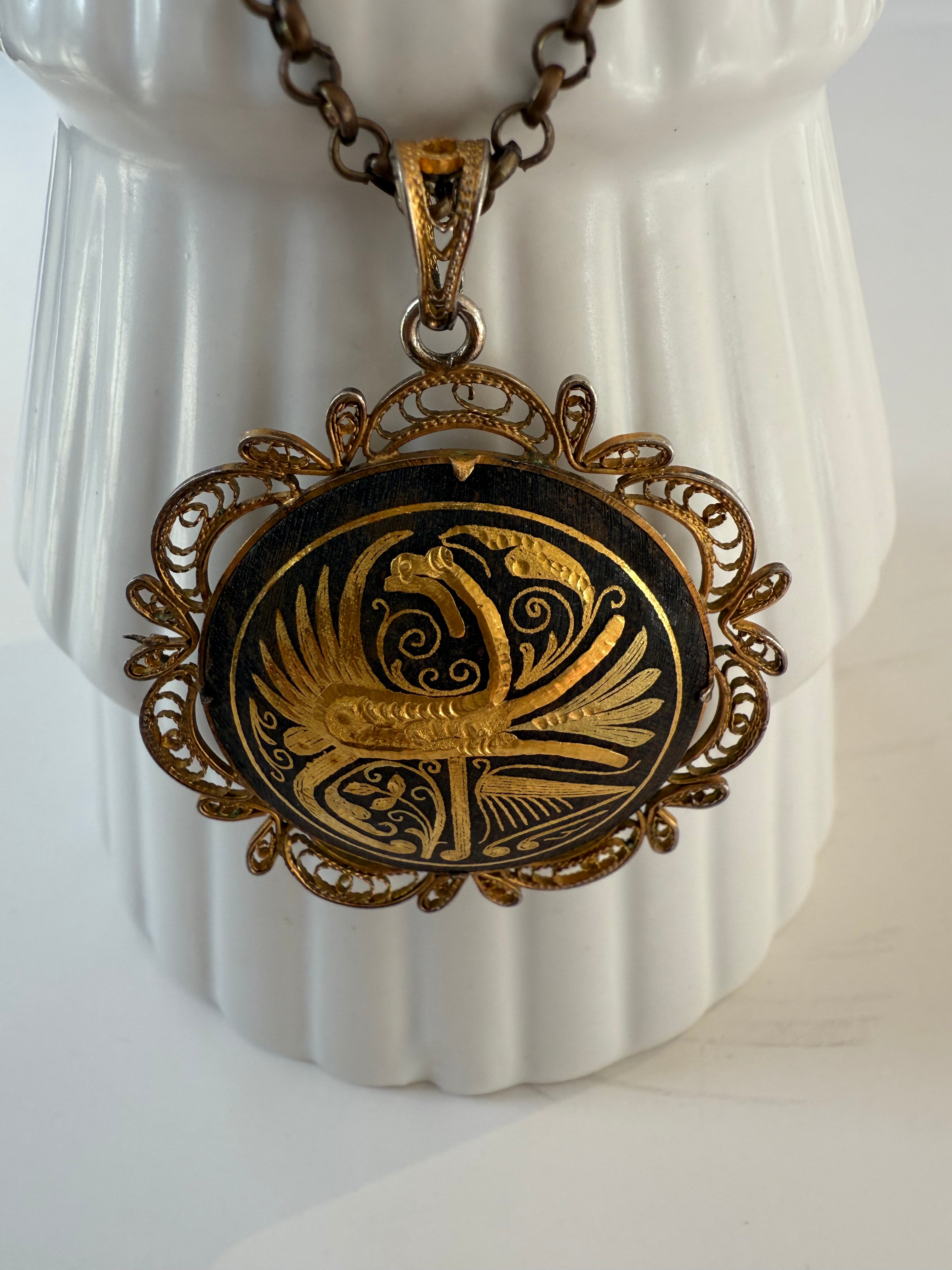 Vintage Peacock Pendant Necklace
