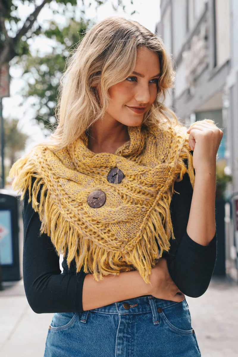 Coconut Button Shoulder Warmer- mustard
