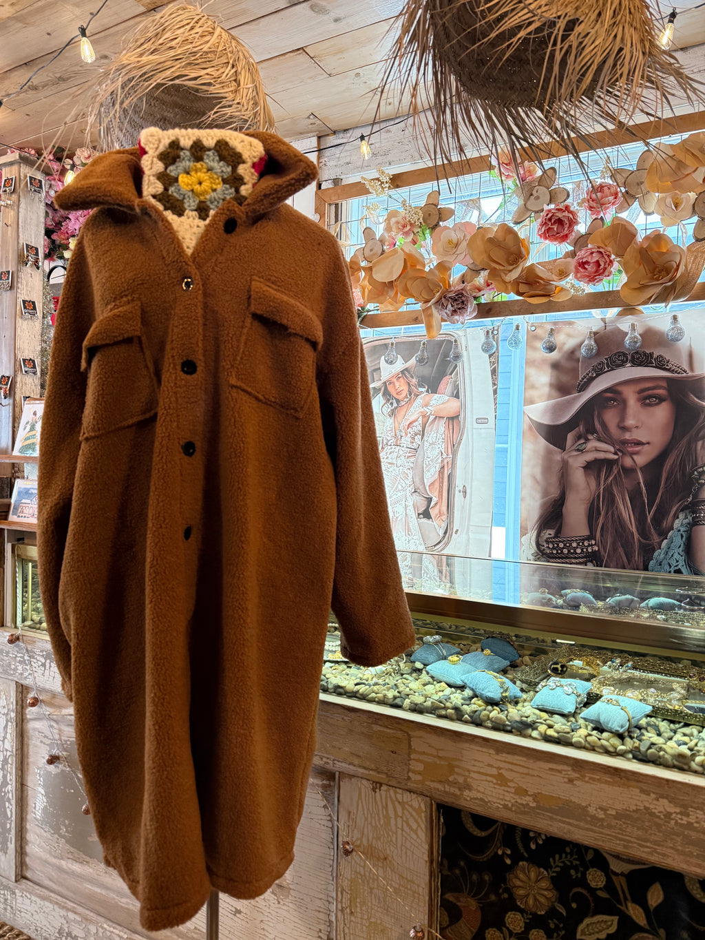 Cognac Teddy Coat