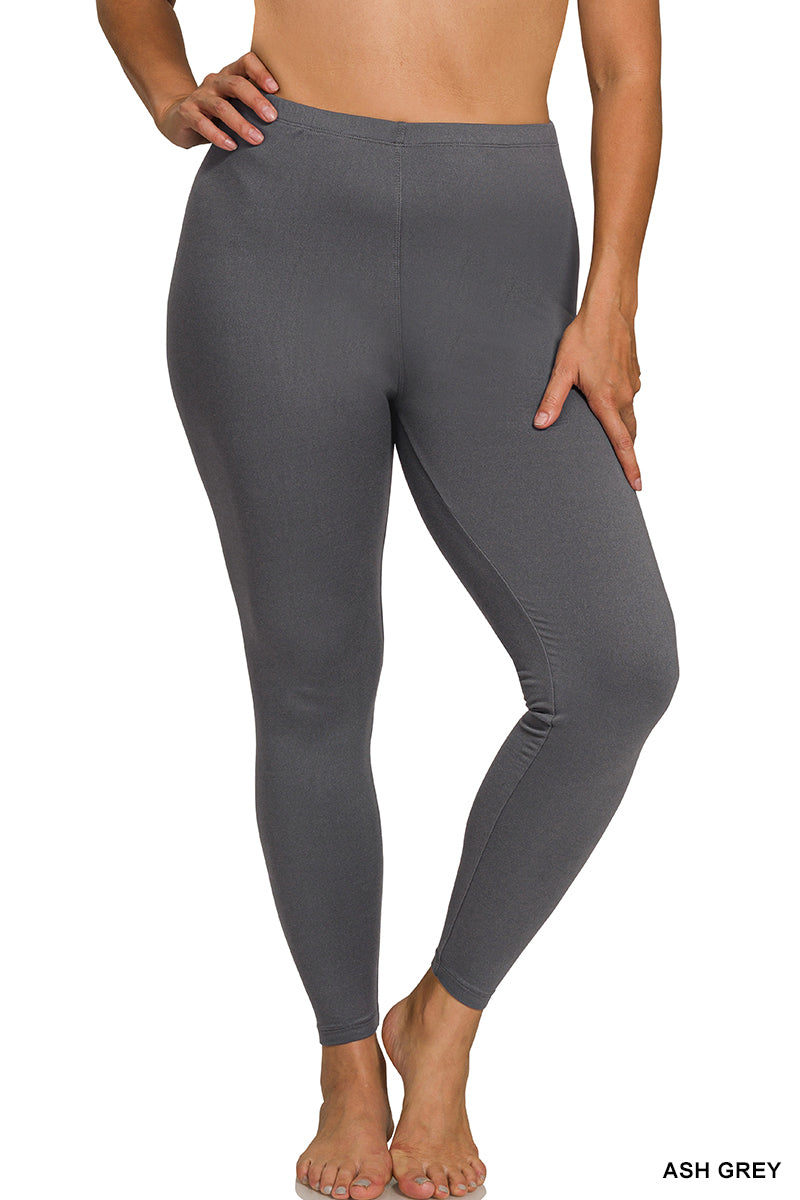 Ash Grey Zenana Microfiber Legging- curvy