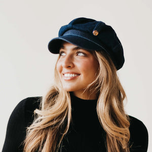 Mason Newsboy Cap- dark denim